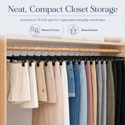 Smartor Black Pants Hangers 180 Pack, Skirt Hangers with Clips, 12 Inch - color: 180 Pack, size: 12