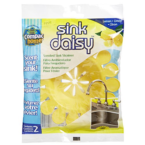COMPAC HOME Sink Daisy Scented Kitchen Sink Strainer infuses & Freshens, Must Have Kitchen Sink Accessories, Sink Drain Strainer - Catcher, 2 Count, Yellow, Lemon Scent - size: 2 Count (Pack of 1)