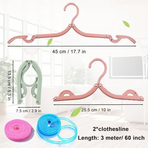 24PCS Travel Hangers,Portable Folding Clothes Hangers,with Clotheslines