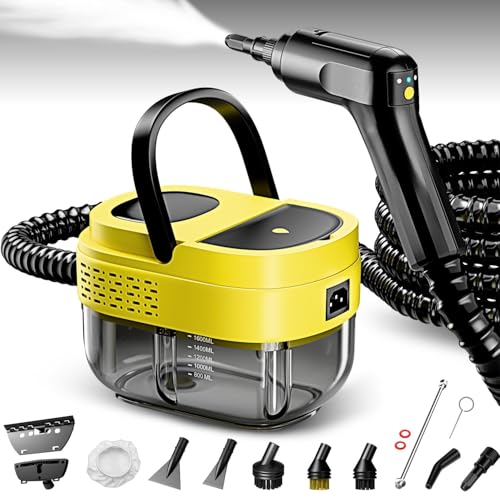 Steam Cleaner, 3-Level Adjustable Handle with 16 Accessories, 2500W - color: Yellow
