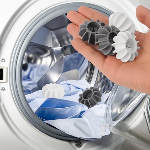 10PCS Silicone Laundry Balls Anti-Tangle Cleaning Sponge Hair Remover Tool - color: Grey and White