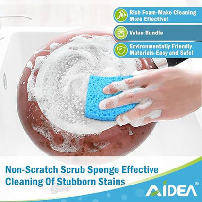 AIDEA Sponges Kitchen-24Count, Non-Scratch Scrub Sponge, Sponge for Dishes - color: Light-blue