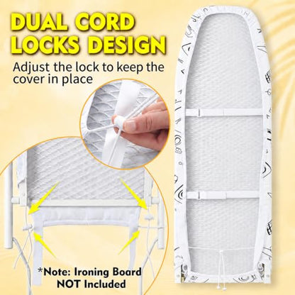 Seiritex Over the Door Ironing Board Cover 13 x 37 inch, Small Iron Board Cover w Heat Reflective Thick Padding with Hook and Loop Fasteners (White Update Version) - color: White, size: 13x37 Update