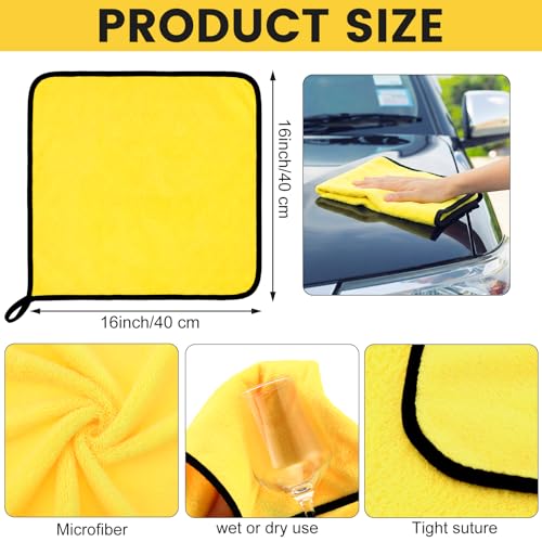 Tallew 60 Pcs Microfiber Towels Bulk Car Drying Cloth, Black, Yellow - color: Black,yellow