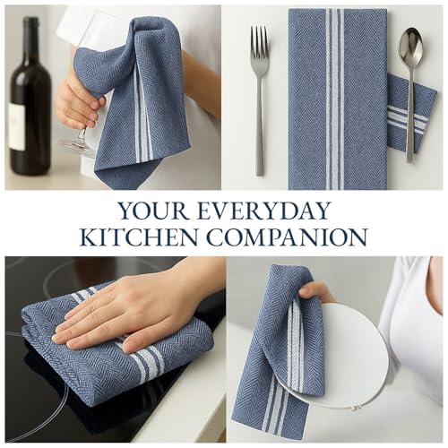 LANE LINEN Kitchen Towel Set 100% Cotton Absorbent Lint-Free 12 Pack - color: 01: Blue Chambray, size: 12 Pack