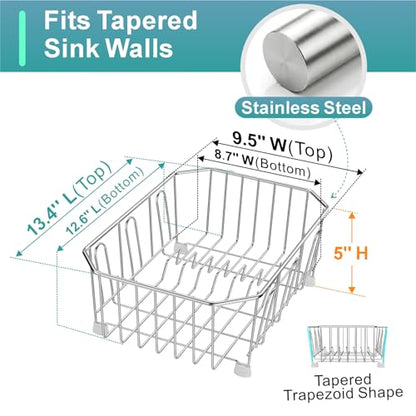 GSlife Mini in Sink Dish Drying Rack - Stainless Steel for RV Kitchen - color: Silver Rack With White Utensil Holder, size: Mini - 13.4" x 9.5" x 5"