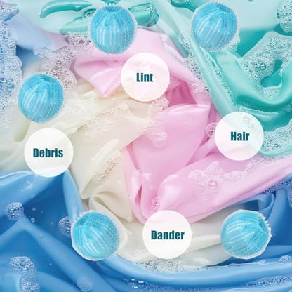 Pet Hair Remover for Laundry - 12PCS Reusable Dog & Cat Hair Catcher Balls for Washing Machine - Pet Fur Remover for Clothes, Bedding & Blankets - Safe on Fabric, Won’t Damage Laundry