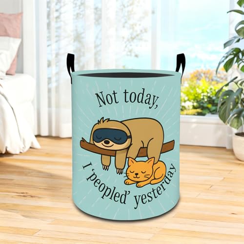 Funny Sloth Oxford Cloth Laundry Basket with Handles 19.7"X15.7" - color: Sloth 01