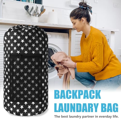 Laundry Bag Backpack, Extra Large Travel Laundry Bag with Mesh Pocket & Adjustable Shoulder Straps,Dirty Clothes Travel Bag for College Students Dorm,Apartment(Star Shape) - color: Star Shape, size: 1Pack