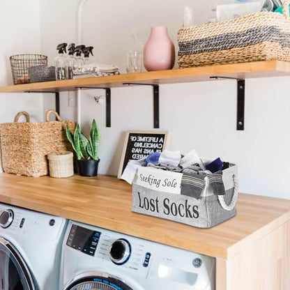 Lost Socks Basket for Laundry Room, Fabric Missing Sock Holder, Gray - color: Grey