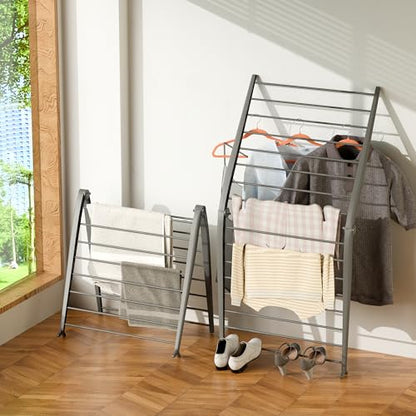 Whitmor Spacemaker Folding Drying Rack, Indoor Clothes Organizer with Patent-Pending Design, Space Saving, 6" L x 26" W x 51.5" H, Grey - color: Gray