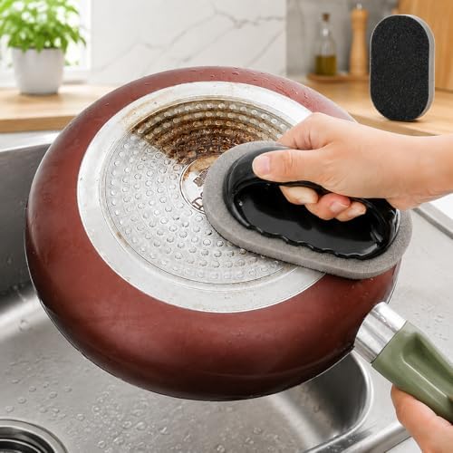 Magic Diamond Sponge Scrubber, Handle Cleaning Sponge, Black - color: Black
