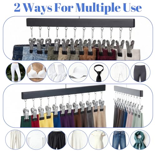 4 Pack Legging Organizer for Closet Pants Hangers with 12 Clips