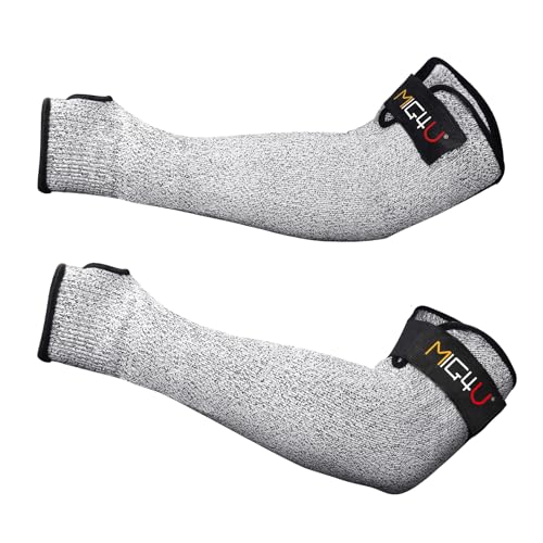 MIG4U Cut Resistant Sleeves Arm Guards Safety Protection with Thumb Holes for Men and Women Yard Work, Construction, Farm, Gardening, Adjustable fit 1pair 20" grey - color: Grey, size: X-Large