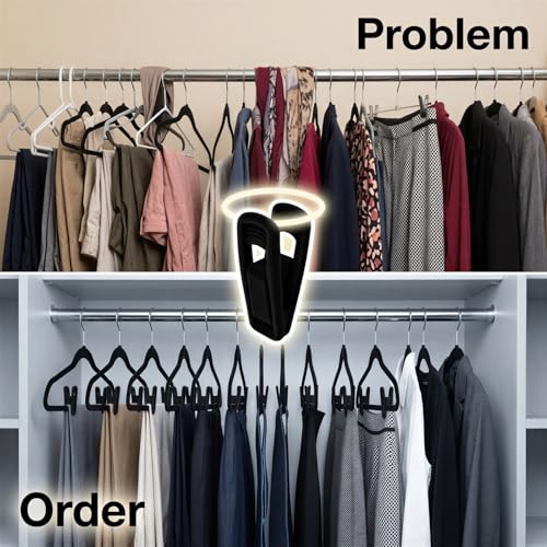 60 Pcs Black Velvet Hanger Clips, Non-Slip Flocked Pants Finger Clips for Flocking Hangers, Closet Organizers for Pants, Skirts, Socks, Ties, Scarves