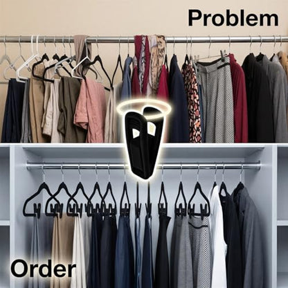 60 Pcs Black Velvet Hanger Clips, Non-Slip Flocked Pants Finger Clips for Flocking Hangers, Closet Organizers for Pants, Skirts, Socks, Ties, Scarves