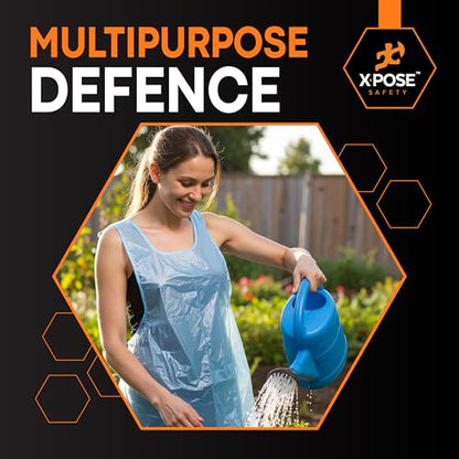 Xpose Safety 2000 Pack Blue Plastic Disposable Bulk Aprons, Individually Wrapped Waterproof Polyethylene Aprons for Cooking, Food Service & Cleaning, 1 Mil, 24" x 48" - color: Blue