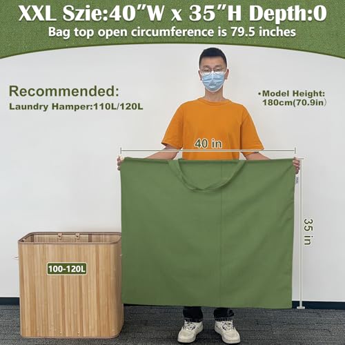 Canvas Laundry Bag 40"W x35"H, Extra Large Heavy Duty Storage Bag XXL Green - color: Army Green, size: XXL 40"Wx35"H┃1 Pack