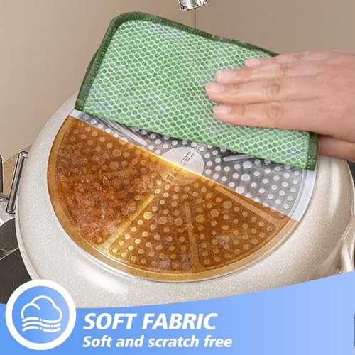 KinHwa Dish Cloths for Washing Dishes with Scrub Side, Microfiber Dish Rags - color: Green, size: 7inchx7inch