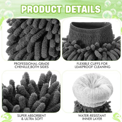 48 Pack Car Wash Mitts Bulk Microfiber Wash Mitts, Grey - color: Grey