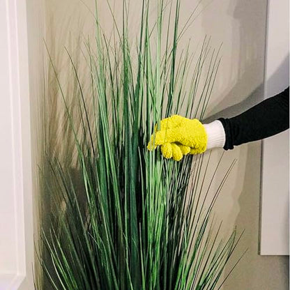 Microfiber Dusting Gloves for House Cleaning and Glass Cleaning Mitts - Microfiber Gloves for Plant Dusting, Car Cleaning - Reusable, Washable, No-Scratch, One Size Fits All (Yellow, 2 Pairs)