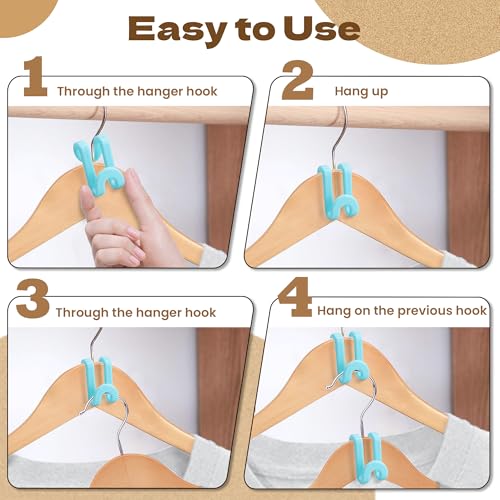 Mlici 60 Pack Space Saving Hanger Connector Hooks for Closet, Sky Blue - color: Sky Blue