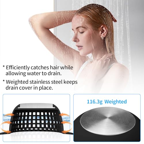 Aluvor Shower Drain Hair Catcher Bathtub Drain Cover Sink Drain Protector - color: Silver Black