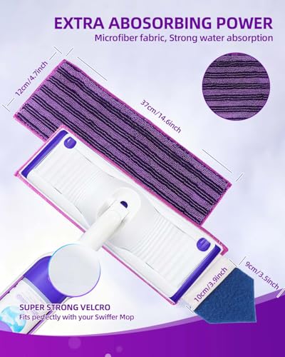 KEEPOW Reusable Power Mop Refills Pads Compatible with Swiffer PowerMop - color: Purple-6 Pack