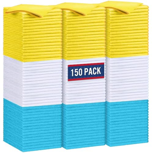 GLIMGLINT Microfiber Cleaning Cloth, 150 Pack Towels for Cars 14 X12 Inch - color: Multicolor