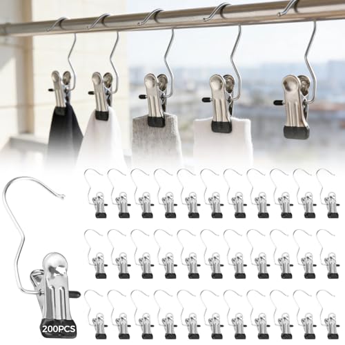 20 Pcs Boot Hanger Clips for Closet, Laundry Hook Hangers, Heavy Duty Pants Hangers with Clips, Space-Saving, Perfect for Socks, Hats, and More (200)