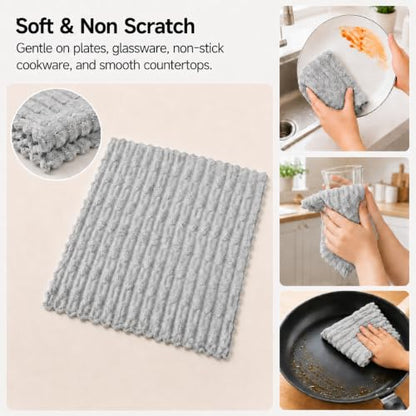 kimteny Microfiber Dish Cloths for Washing Dishes 18 Pack, Light Grey - color: Light Grey, size: 12 x 12 - 18 Pack