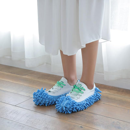 1 Pair Mop Slipper Shoes Cover,Soft Washable Shoes Cover,Reusable Foot Socks for Floor Cleaning,Sweeping Mop Tool for House Kitchen Office-Blue - color: Blue