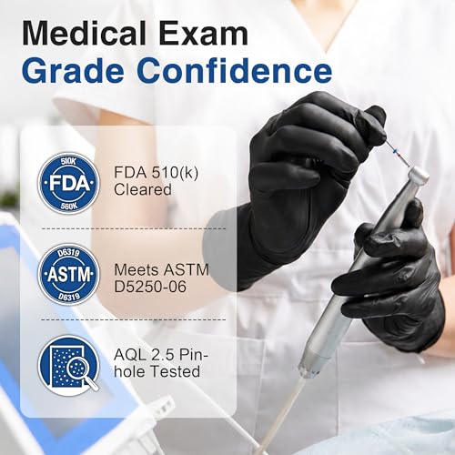 Schneider Medical Nitrile/Vinyl Blend Exam Gloves, Black Disposable - color: Black, size: X-Large