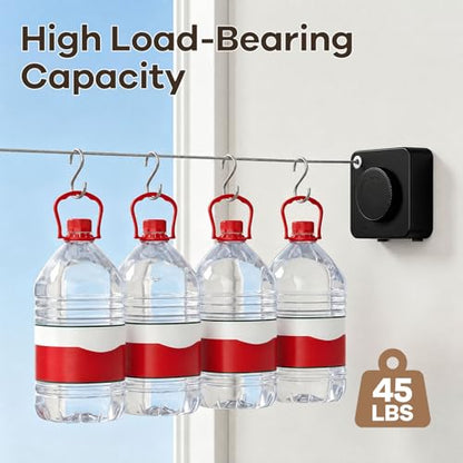 Retractable Clothesline Indoor & Outdoor, Non-Sagging Heavy Duty Retracting Laundry Drying Line, Wall Mounted Stainless Steel Clothes Line - 13.78 Ft (Black) - color: Black