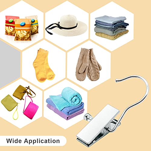 Coideal Boot Hanger Clips Hooks - 8 Pack Laundry Hook Hanging Clothes Pins Portable Stainless Steel Clothing Organizer Pant Holder for Travel,Closet,Towel (Silver) - color: Silver