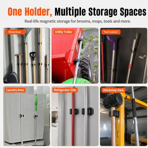 3-H 8 Pack Magnetic Broom Holder with 8 Pack Mini Magnetic Hooks,Black - color: Black, size: 8pc+8pc42mm-Magnet)
