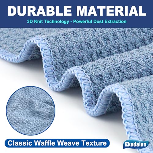 Ekedalen Microfiber Cleaning Cloth Lint Free Glass Polish, Blue - color: Blue