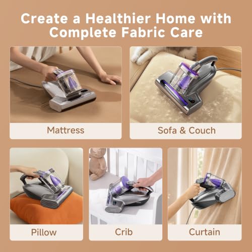 uwant 18Kpa Mattress Vacuum Cleaner 60000RPM Tap Bed Vacuum Set of 1