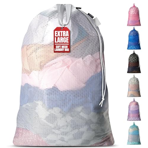Handy Laundry Mesh XL Laundry Bag 24"x36" with Shoulder Strap, White - color: White, size: 1-Pack