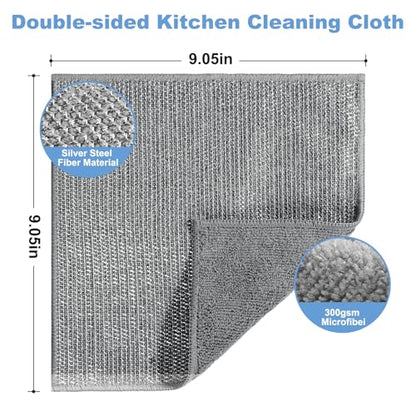 10pcs New Upgrade 2-Layer Microfiber Wire Dishcloth,Grey - color: 10pcs Grey