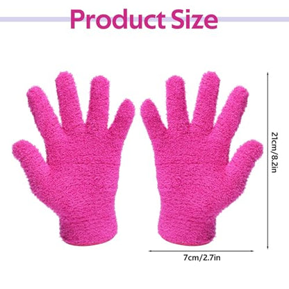 2 Pairs Plant Gloves Dusting, Microfiber Dusting Gloves Reusable Washable Plant Cleaning Glove for Plants, Cars, Blinds, Windows Blue and Rose Red