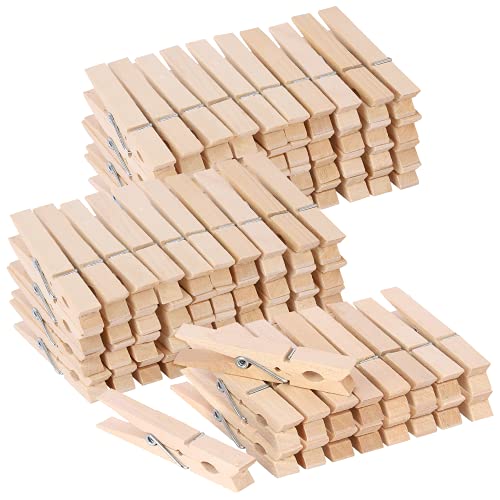 100pcs Clothes Pins Wooden Clothespins 3inch Heavy Duty Wood Clips for Hanging Clothes Pictures Outdoor - color: Wood-100pcs-3 Inch