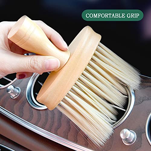 Ultra Soft Detail Car Interior Cleaning Brush - Dusting & Deep Cleaning, Wooden Handle, 2 Pack - color: A+b_2pc