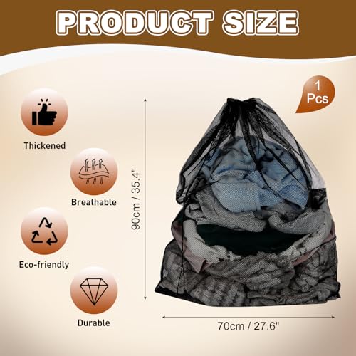 uxcell Mesh Laundry Bag, 27.6x35.4" Large Drawstring Net Laundry Bag Coarse Mesh for Washing Machine for College,Dorm, Travel, Family and Apartment Residents, Black - color: Black, size: 27.6x35.4"