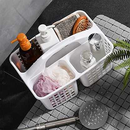 Portable Shower Caddy Basket Plastic Storage Basket with Compartments White - color: White