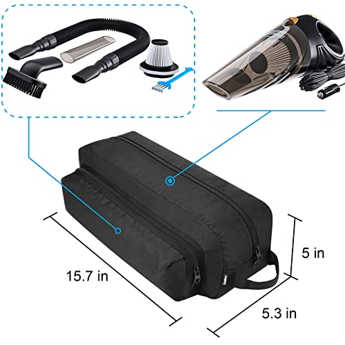 Vacuum Cleaner Accessory Storage Bag Fits for ThisWorx HOTOR Car Vacuum Cleaner & Accessories, Portable Tool Storage Case with Extra Pocket for Power Cord,Brush Nozzles,Cleaning brush (Black)