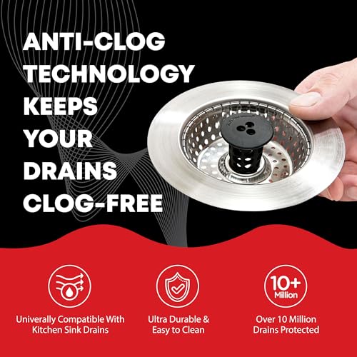 Kitchen SinkShroom Revolutionary Clog-Free Stainless Steel Sink Strainer, Black, 1-(Pack) - size: 1-Pack, style: Strainer