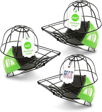 BallcapBuddy Original & Patented 3-Pack Baseball Hat Washer Cage for Washing Machine/Dishwasher, Kids & Adults Hat Cleaner/Washer/Shaper for Baseball Caps - Black - color: Black, style: Pack of 3