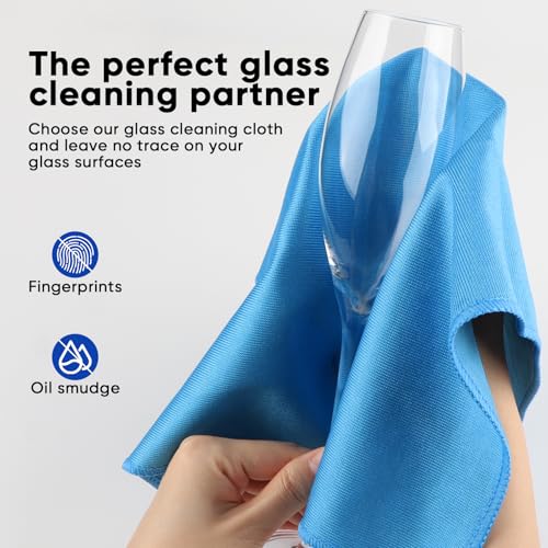 HOMEXCEL Glass Cleaning Cloths 6PK, Streak Free Towel for Windows, 14x16in - color: Blue, size: 14 x 16 Inch