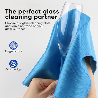 HOMEXCEL Glass Cleaning Cloths 6PK, Streak Free Towel for Windows, 14x16in - color: Blue, size: 14 x 16 Inch